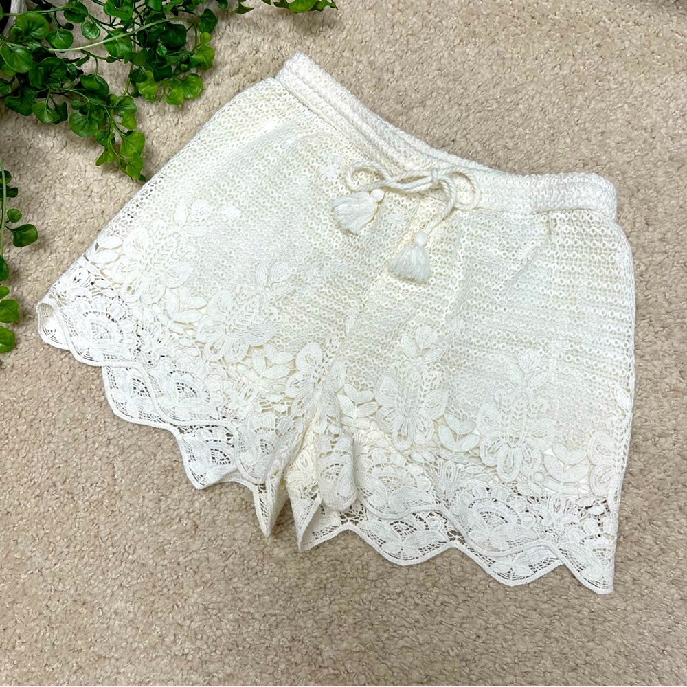 abercrombie & fitch lace crochet tassel drawstring shorts